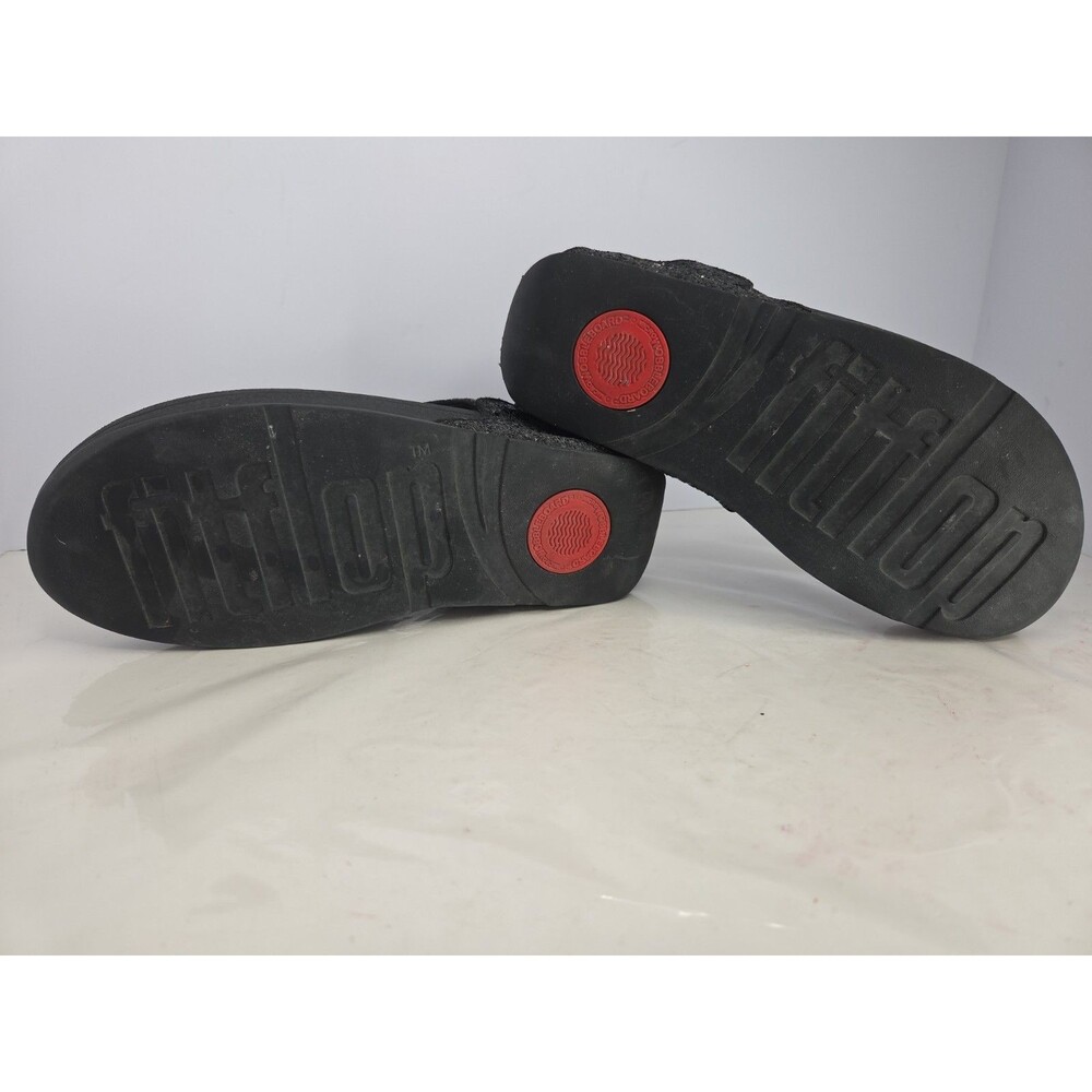 Fitflop LuLu Black Glitter Toe-Post Sandals Thong Platform Sz 8 Comfortable - Picture 8 of 8